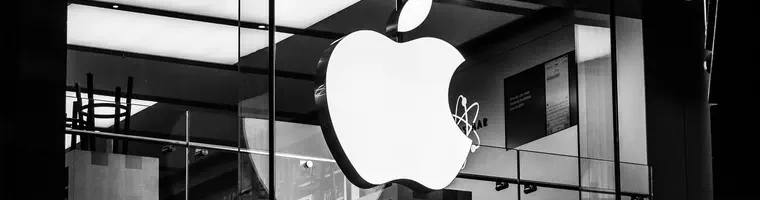 Monochrome photograph of the first floor of the Exeter Princesshay Apple Store in the early morning