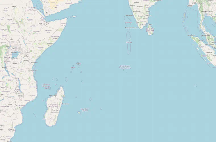 A world map highlighting the Chagos Archipelago in the Indian Ocean.